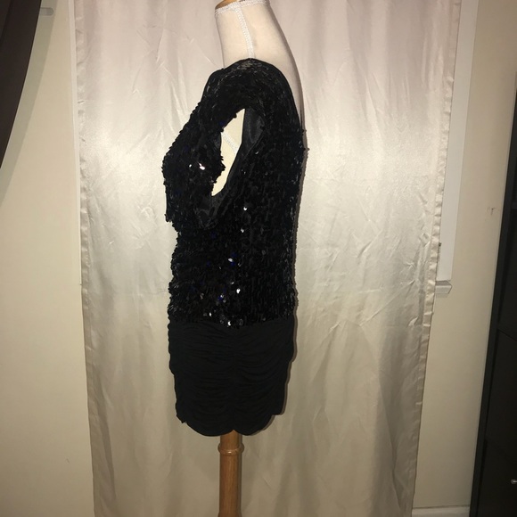 Black Mini Disc Sequins Dress - Picture 4 of 5
